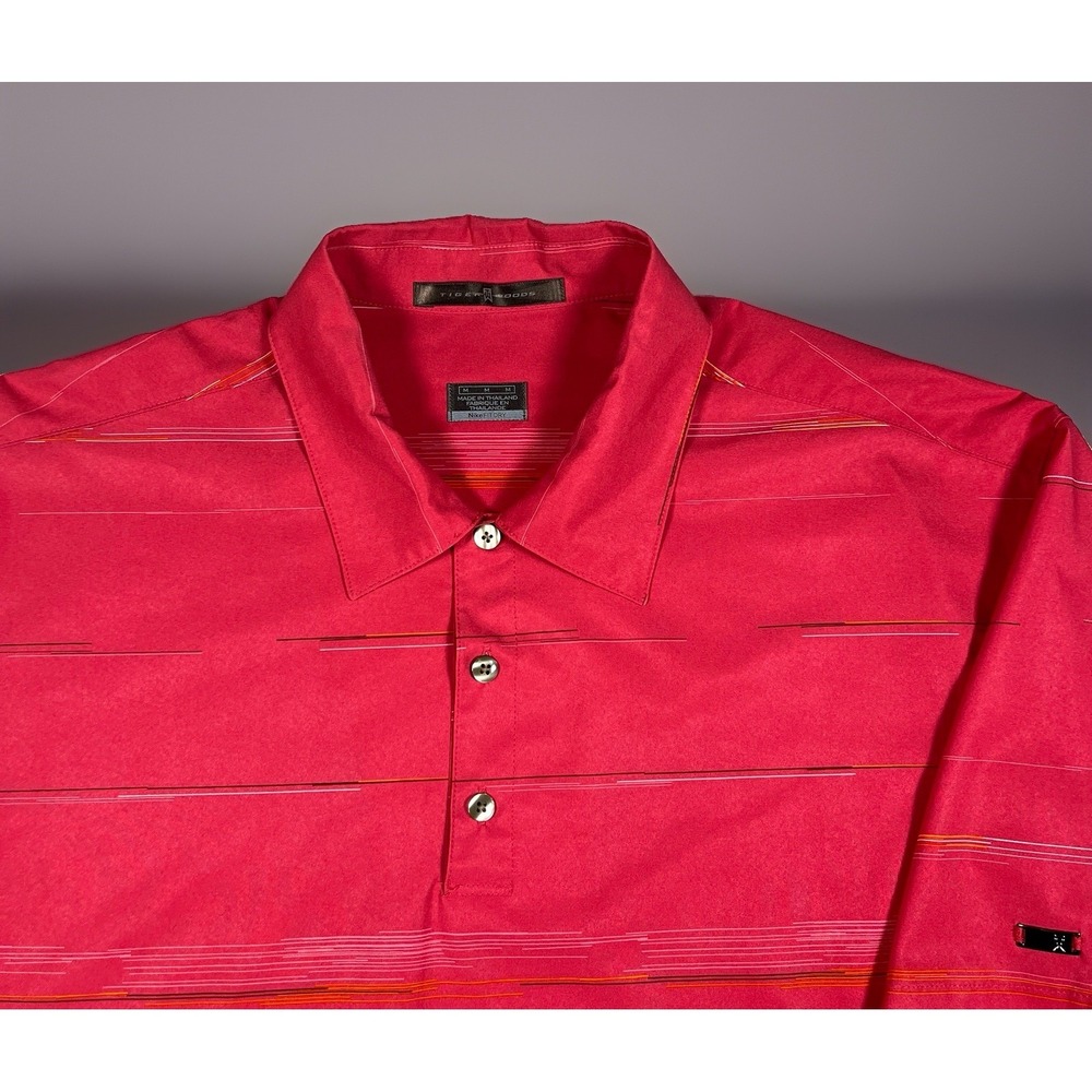 VTG-Nike Tiger Woods Collection Striped Golf Polo Shirt Men Medium Fit Dry *EUC